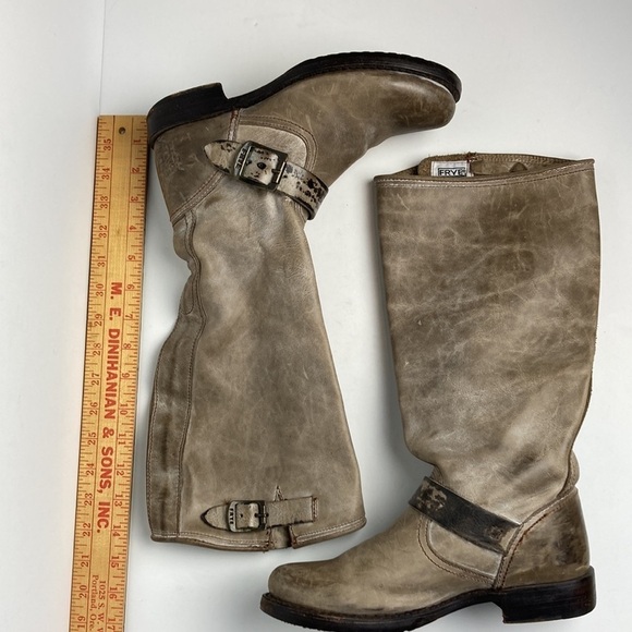 FRYE Slate Brown VERONICA SLOUCH Harness Riding boots Sz 6.5 Distressed Bohemian - Picture 16 of 16